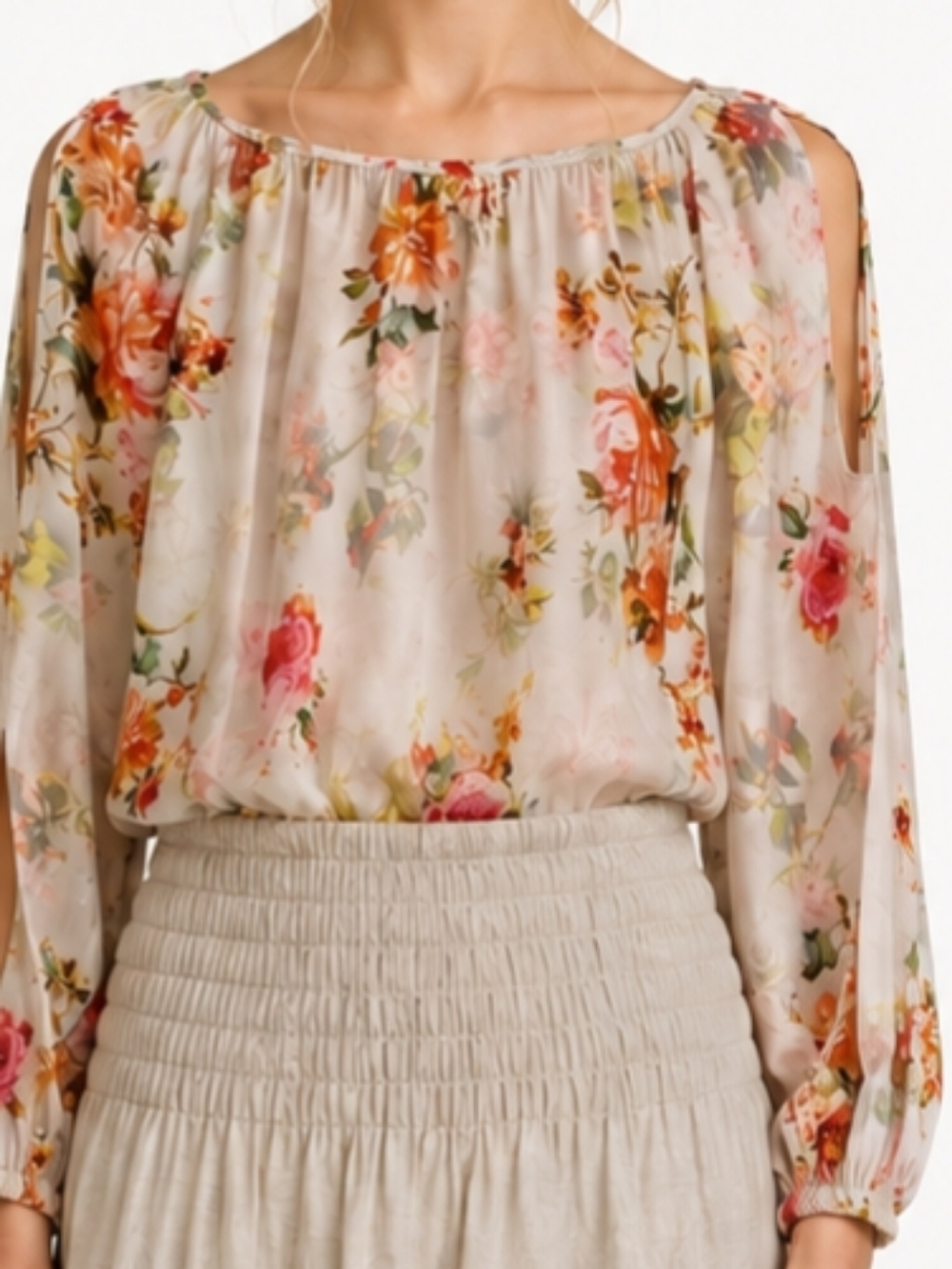 Velvet By Graham & Spencer Vivian Floral Blouse Silky Viscose Medium